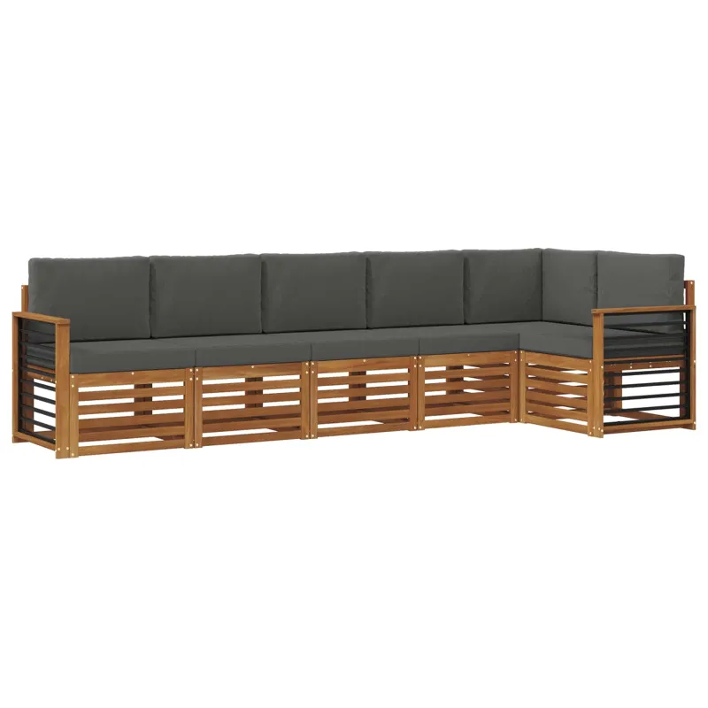 Sekcijos sofų komplektas 6 pcs Natūralus ir antracitas