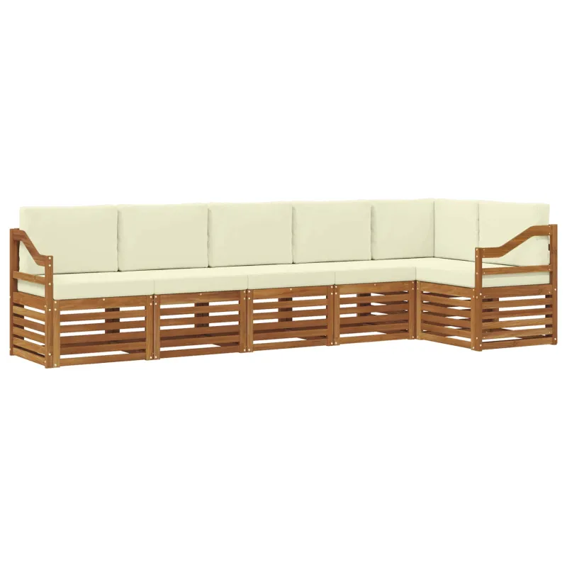 Sekcijos sofų komplektas 6 pcs Natūralus ir grietinėlė