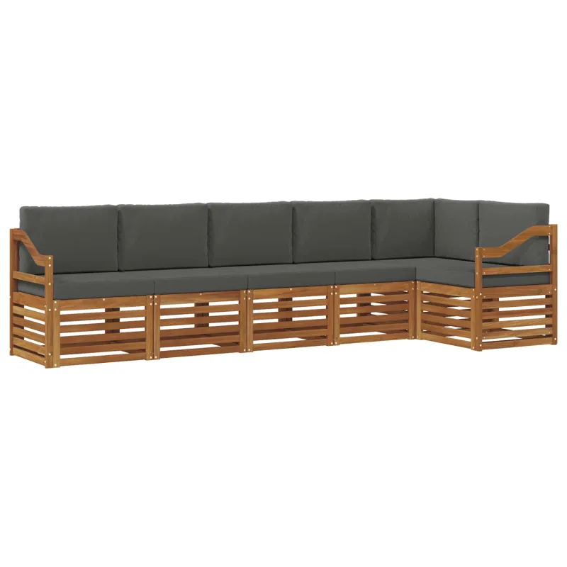 Sekcijos sofų komplektas 6 pcs Natūralus ir antracitas