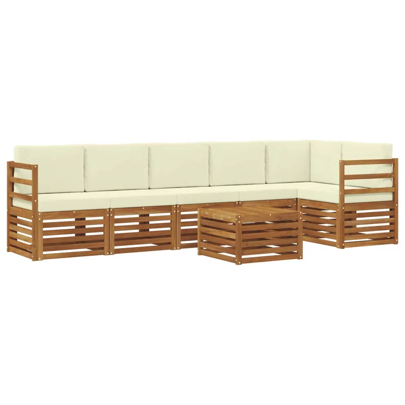 Sekcijos sofų komplektas 7 pcs Natūralus ir grietinėlė