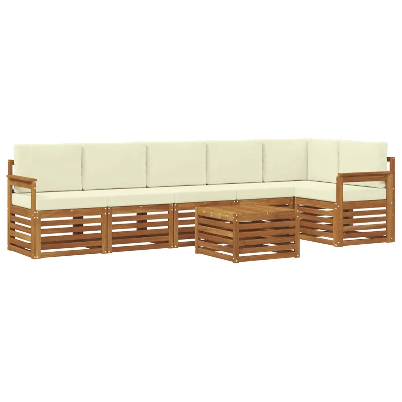 Sekcijos sofų komplektas 7 pcs Natūralus ir grietinėlė