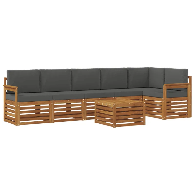 Sekcijos sofų komplektas 7 pcs Natūralus ir antracitas