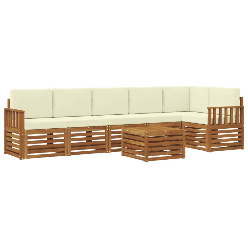 Sekcijos sofų komplektas 7 pcs Natūralus ir grietinėlė