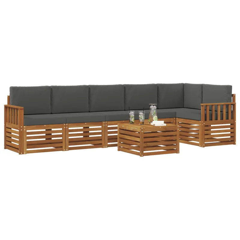 Sekcijos sofų komplektas 7 pcs Natūralus ir antracitas