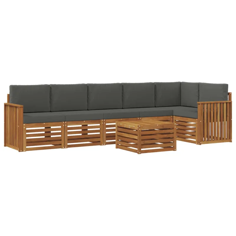 Sekcijos sofų komplektas 7 pcs Natūralus ir antracitas