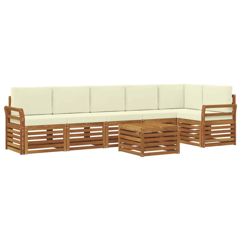 Sekcijos sofų komplektas 7 pcs Natūralus ir grietinėlė