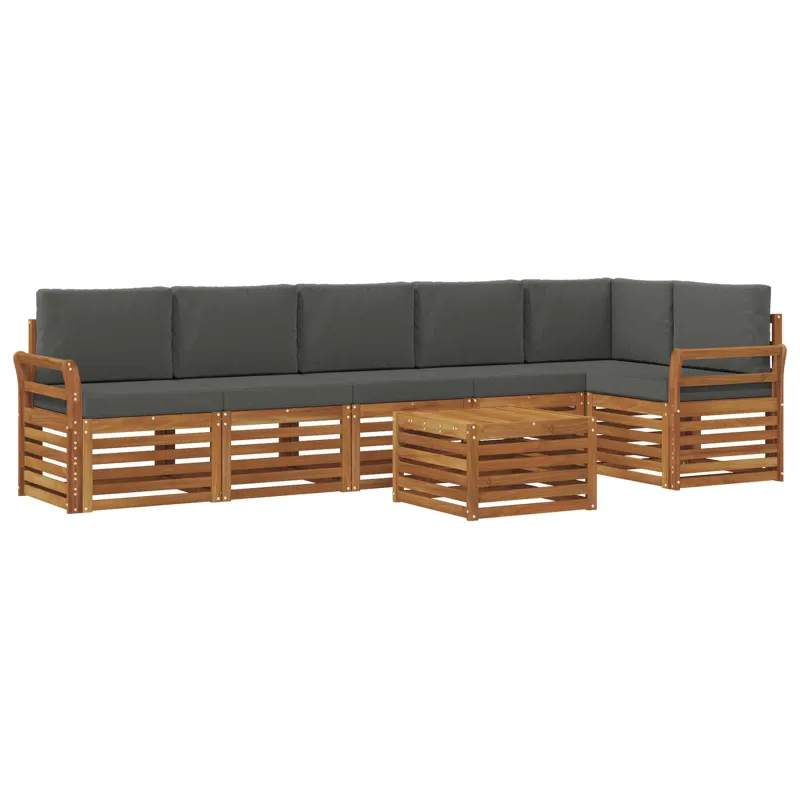 Sekcijos sofų komplektas 7 pcs Natūralus ir antracitas