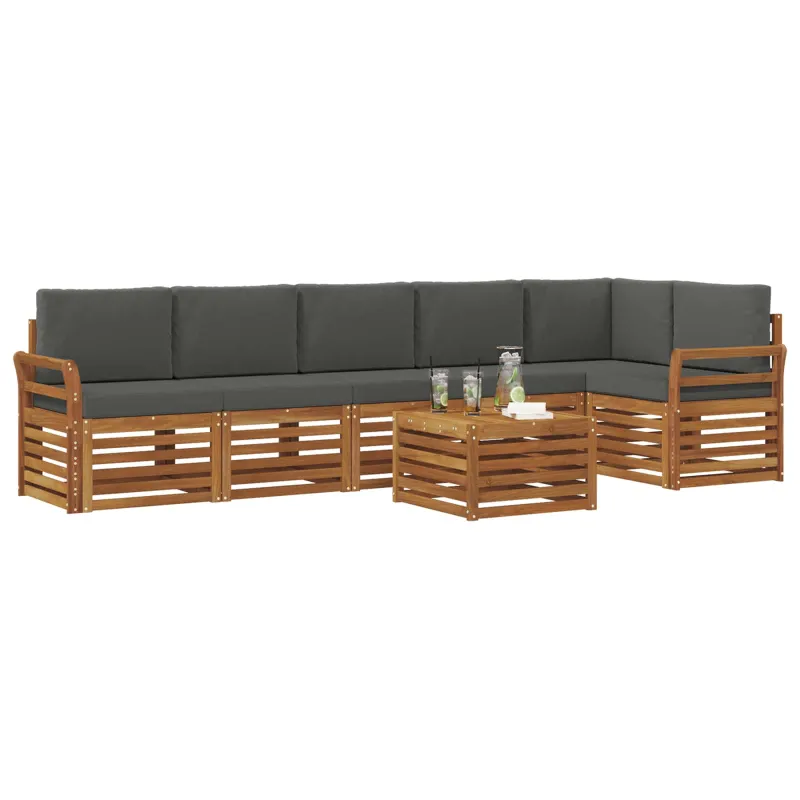 Sekcijos sofų komplektas 7 pcs Natūralus ir antracitas