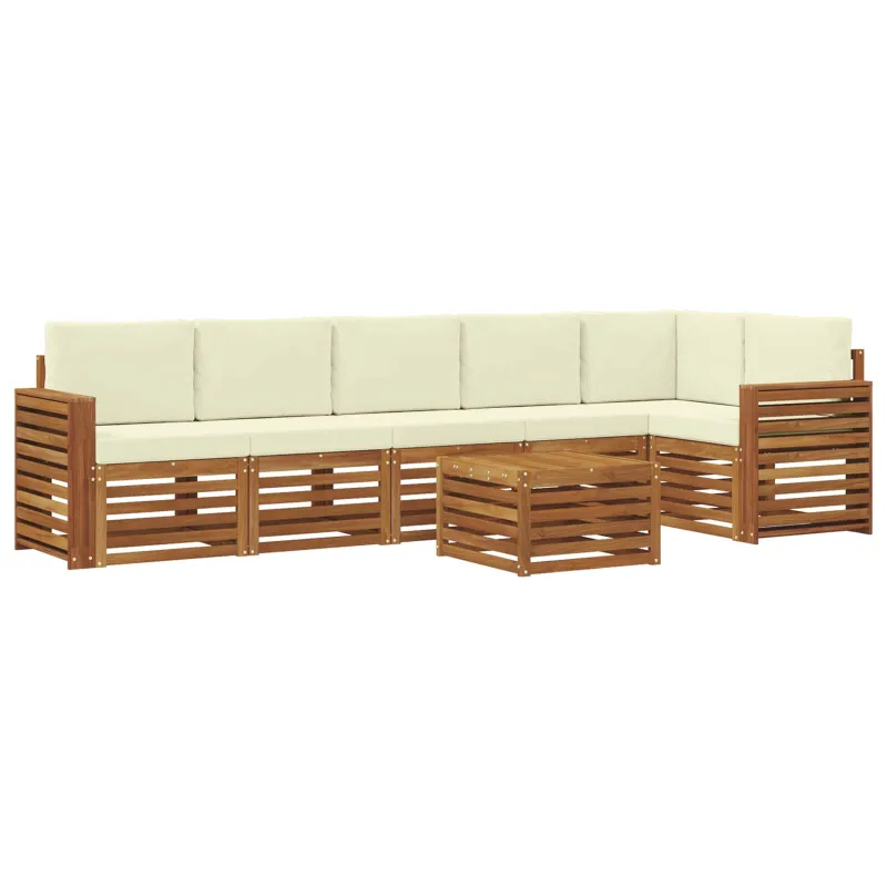 Sekcijos sofų komplektas 7 pcs Natūralus ir grietinėlė