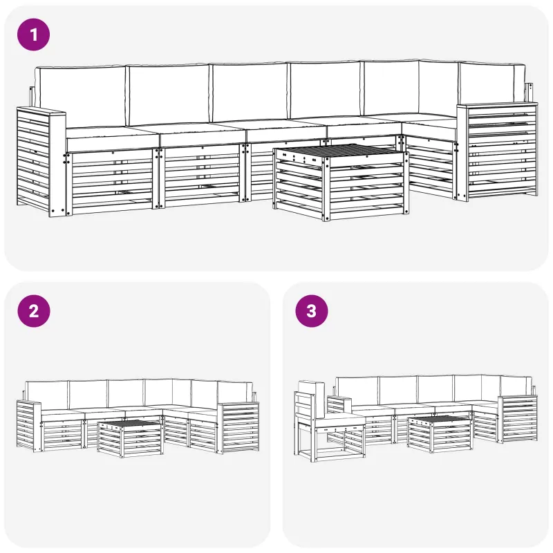 Sekcijos sofų komplektas 7 pcs Natūralus ir grietinėlė