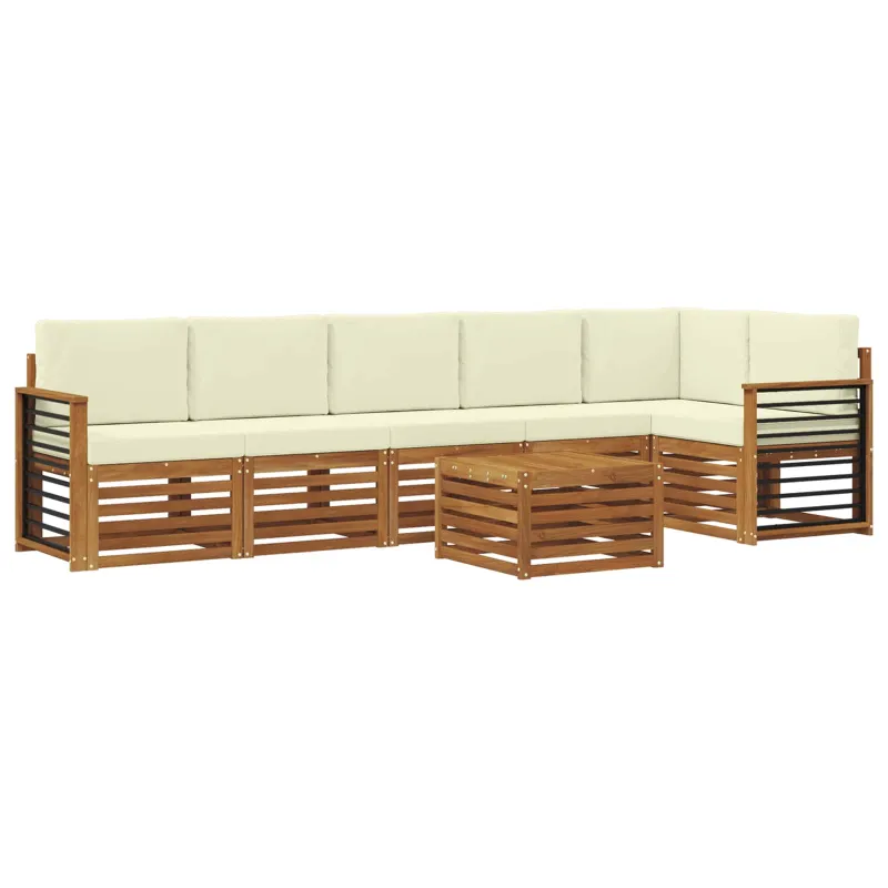 Sekcijos sofų komplektas 7 pcs Natūralus ir grietinėlė