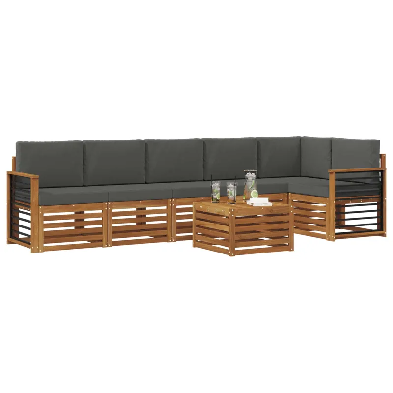Sekcijos sofų komplektas 7 pcs Natūralus ir antracitas