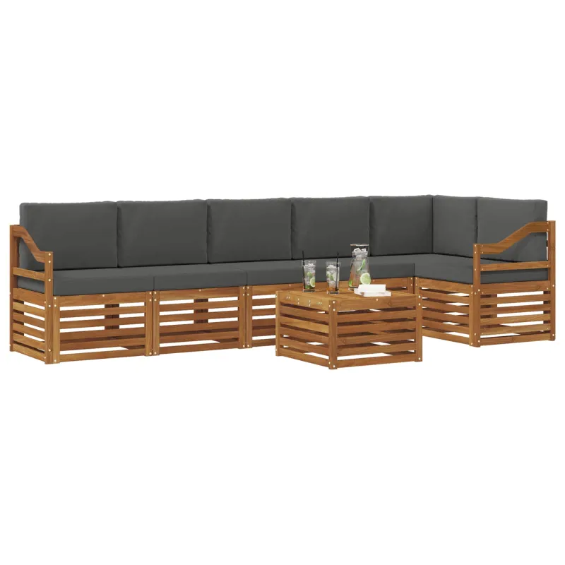 Sekcijos sofų komplektas 7 pcs Natūralus ir antracitas