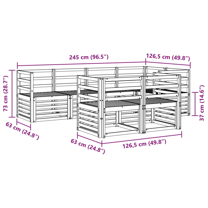 Sekcijos sofų komplektas 7 pcs Natūrali