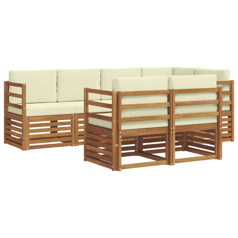 Sekcijos sofų komplektas 7 pcs Natūralus ir grietinėlė
