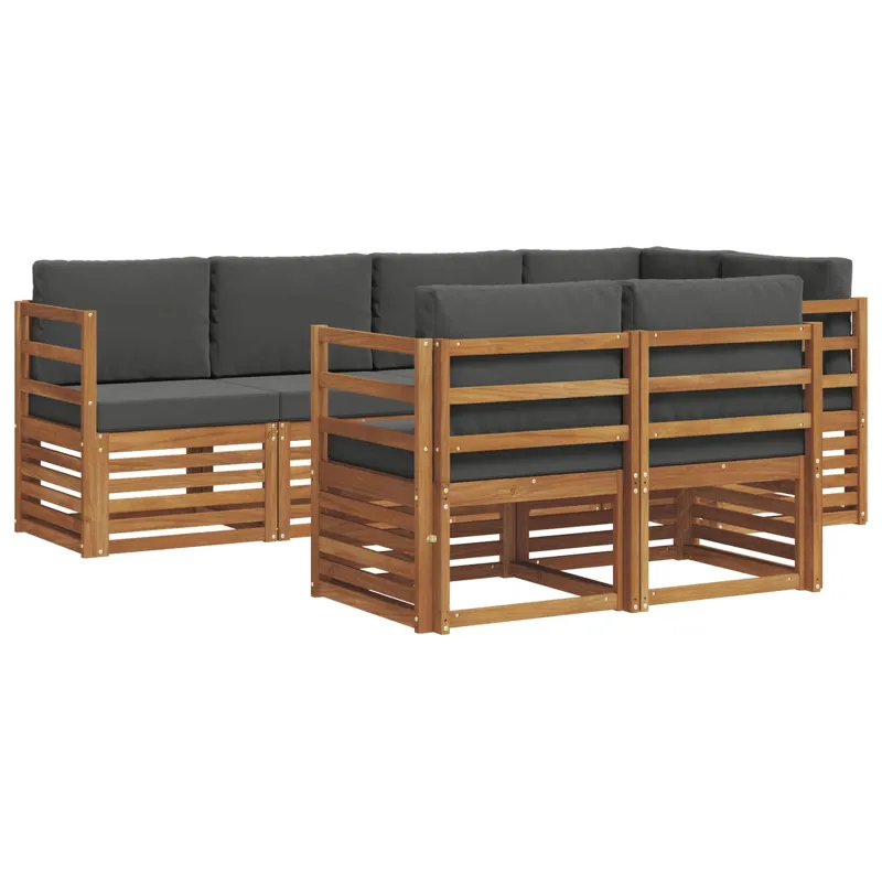 Sekcijos sofų komplektas 7 pcs Natūralus ir antracitas