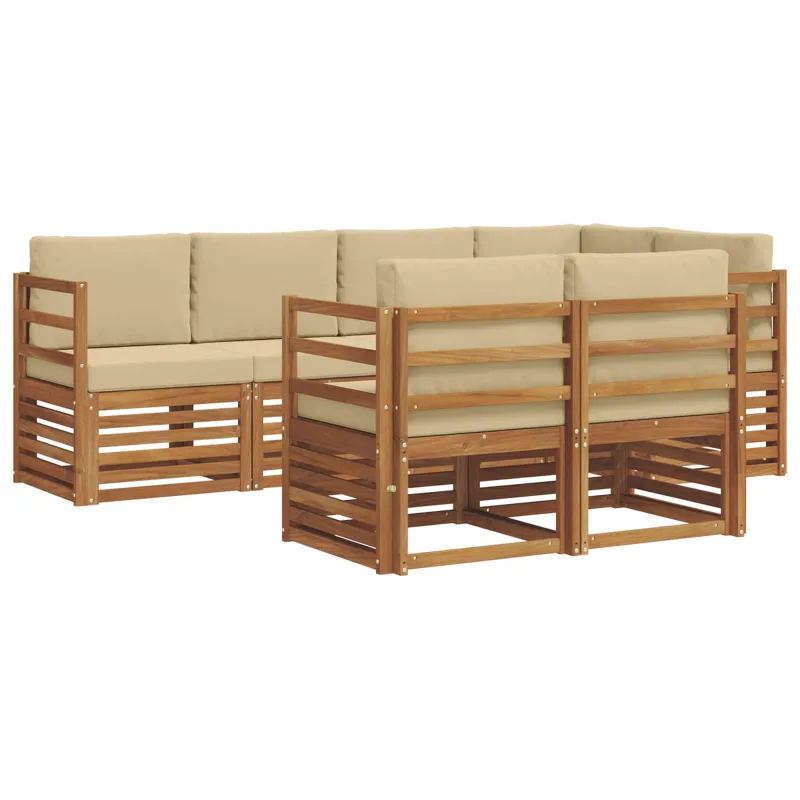 Sekcijos sofų komplektas su pagalve 7 pcs Natūralus ir bežinis