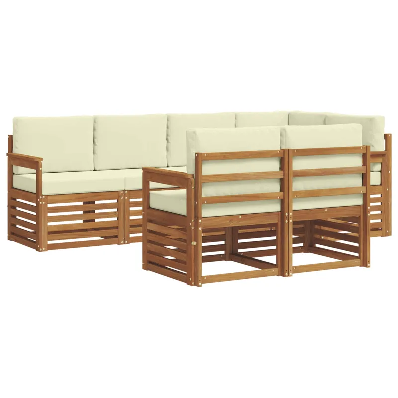 Sekcijos sofų komplektas 7 pcs Natūralus ir grietinėlė