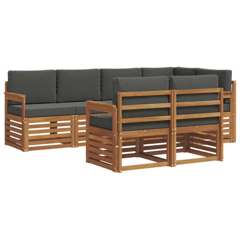 Sekcijos sofų komplektas 7 pcs Natūralus ir antracitas