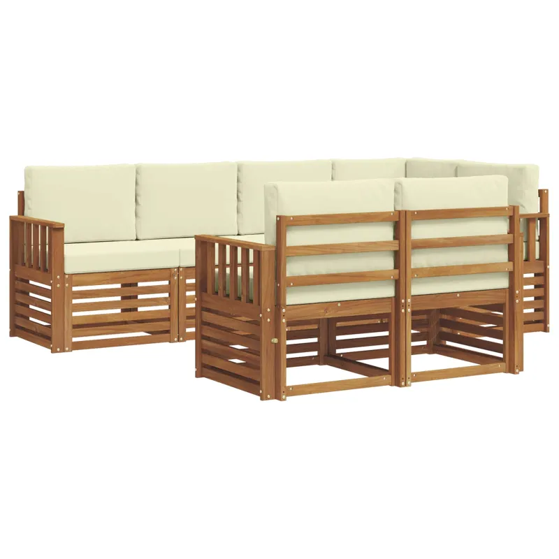 Sekcijos sofų komplektas 7 pcs Natūralus ir grietinėlė