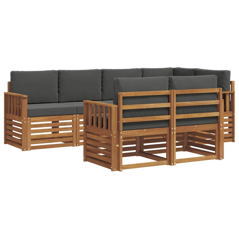 Sekcijos sofų komplektas 7 pcs Natūralus ir antracitas