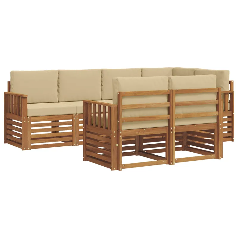 Sekcijos sofų komplektas su pagalve 7 pcs Natūralus ir bežinis