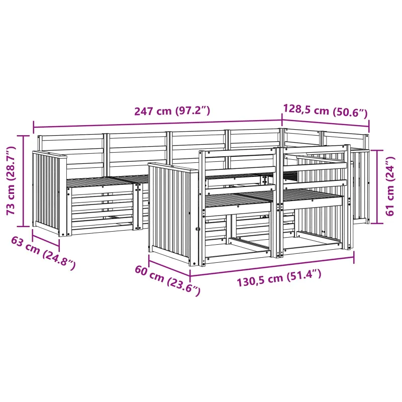 Sekcijos sofų komplektas 7 pcs Natūrali