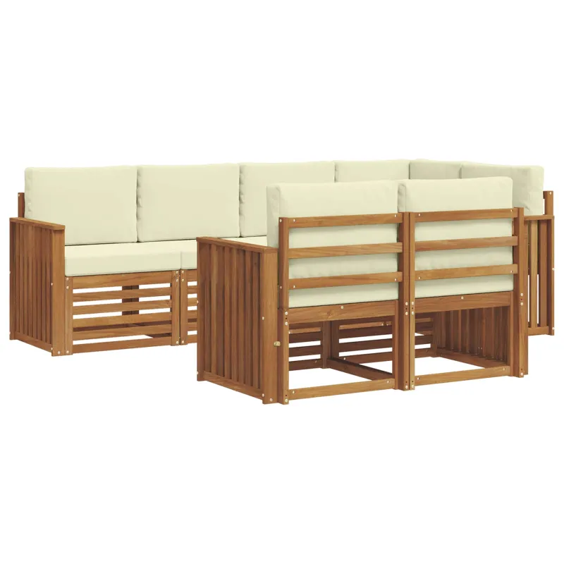 Sekcijos sofų komplektas 7 pcs Natūralus ir grietinėlė
