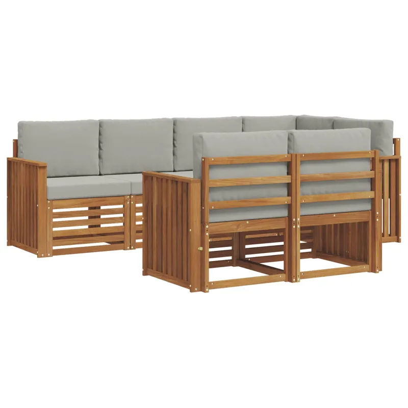 Sekcijos sofų komplektas 7 pcs Natūrali ir šviesiai pilka