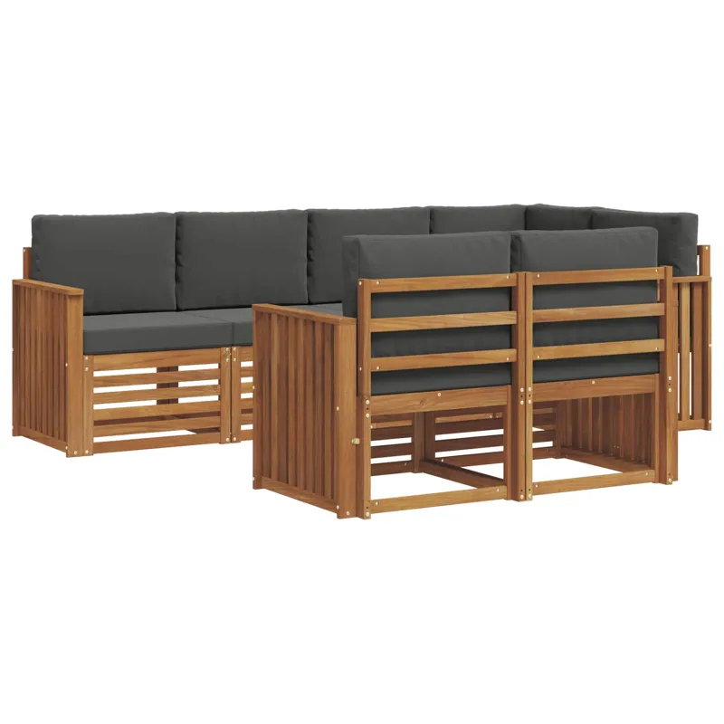 Sekcijos sofų komplektas 7 pcs Natūralus ir antracitas