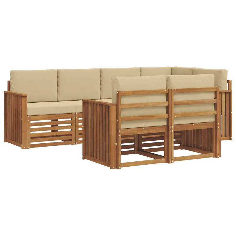 Sekcijos sofų komplektas su pagalve 7 pcs Natūralus ir bežinis