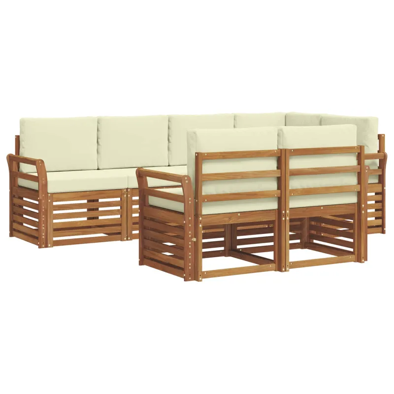 Sekcijos sofų komplektas 7 pcs Natūralus ir grietinėlė