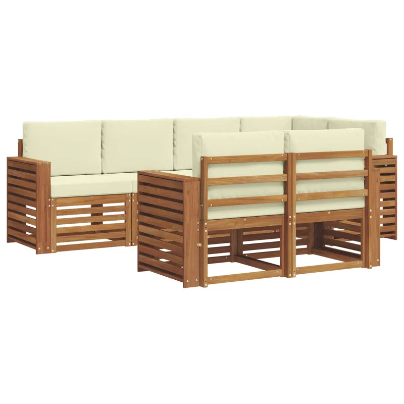 Sekcijos sofų komplektas 7 pcs Natūralus ir grietinėlė