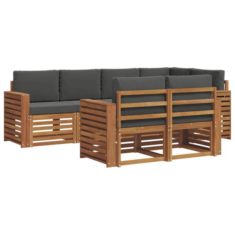 Sekcijos sofų komplektas 7 pcs Natūralus ir antracitas