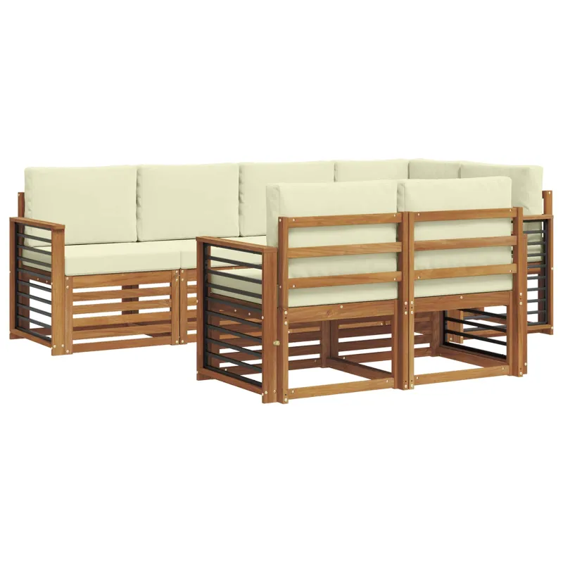 Sekcijos sofų komplektas 7 pcs Natūralus ir grietinėlė