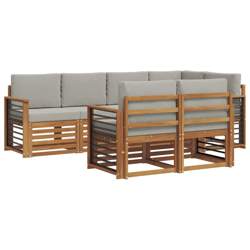 Sekcijos sofų komplektas 7 pcs Natūrali ir šviesiai pilka