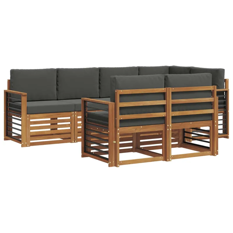 Sekcijos sofų komplektas 7 pcs Natūralus ir antracitas