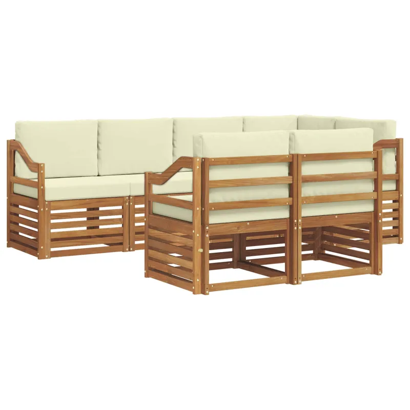 Sekcijos sofų komplektas 7 pcs Natūralus ir grietinėlė