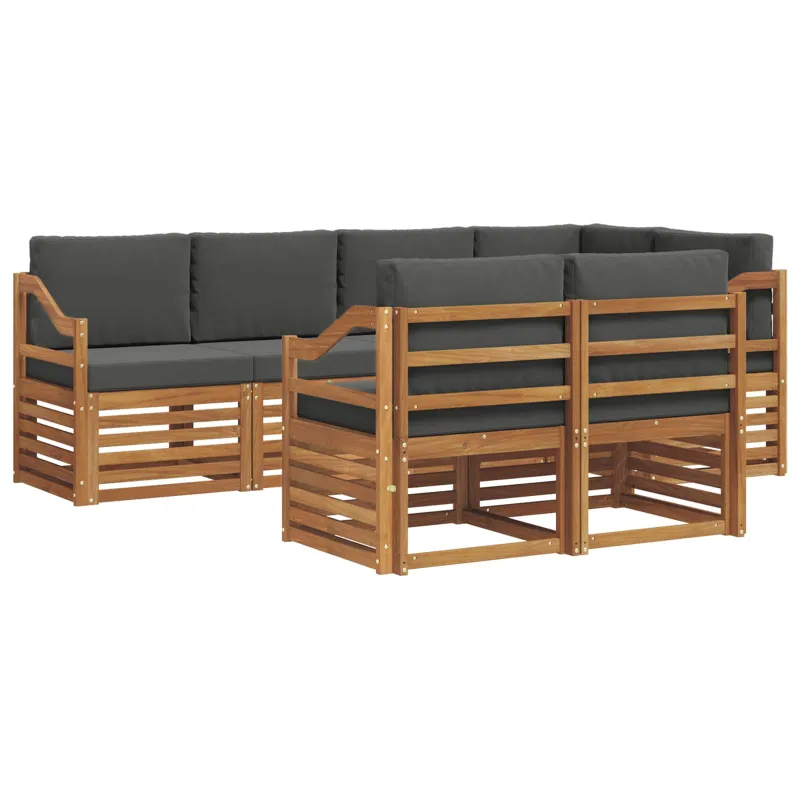 Sekcijos sofų komplektas 7 pcs Natūralus ir antracitas