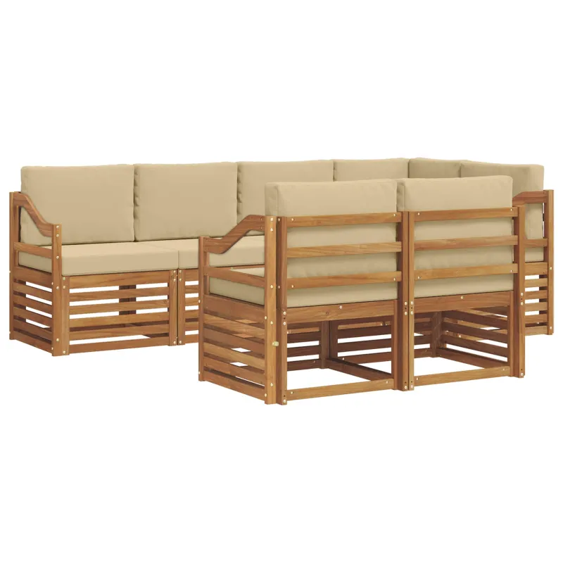 Sekcijos sofų komplektas su pagalve 7 pcs Natūralus ir bežinis
