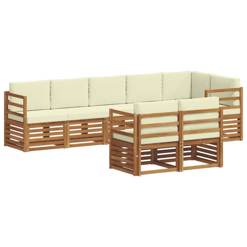 Sofų komplektai su pagalve 8 pcs Natūralus ir grietinėlė