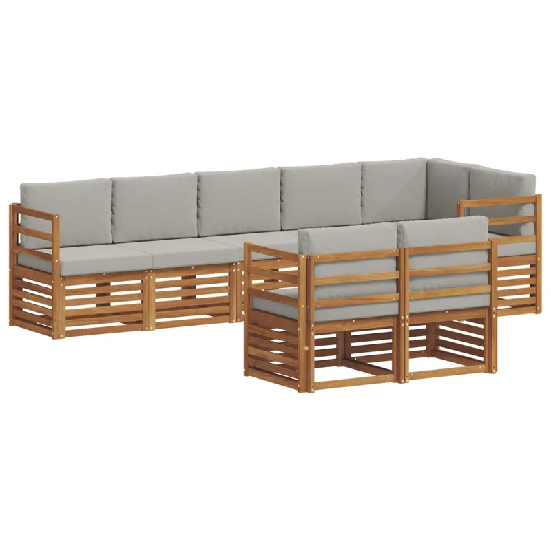 Sofų komplektai su pagalve 8 pcs Natūrali ir šviesiai pilka
