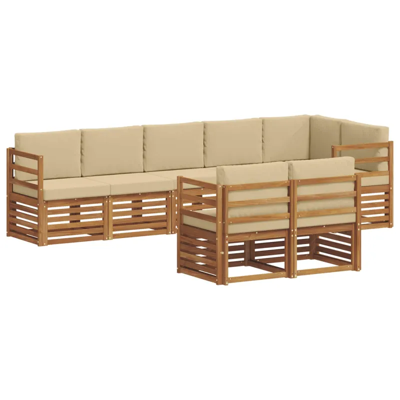 Sofų komplektai su pagalve 8 pcs Natūralus ir bežinis