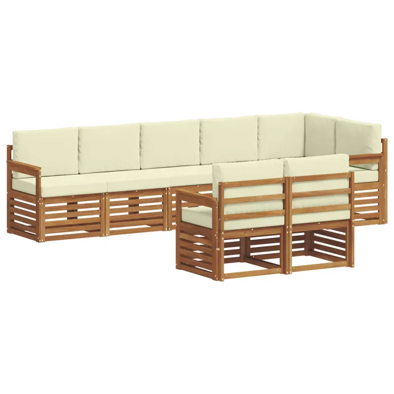 Sofų komplektai su pagalve 8 pcs Natūralus ir grietinėlė