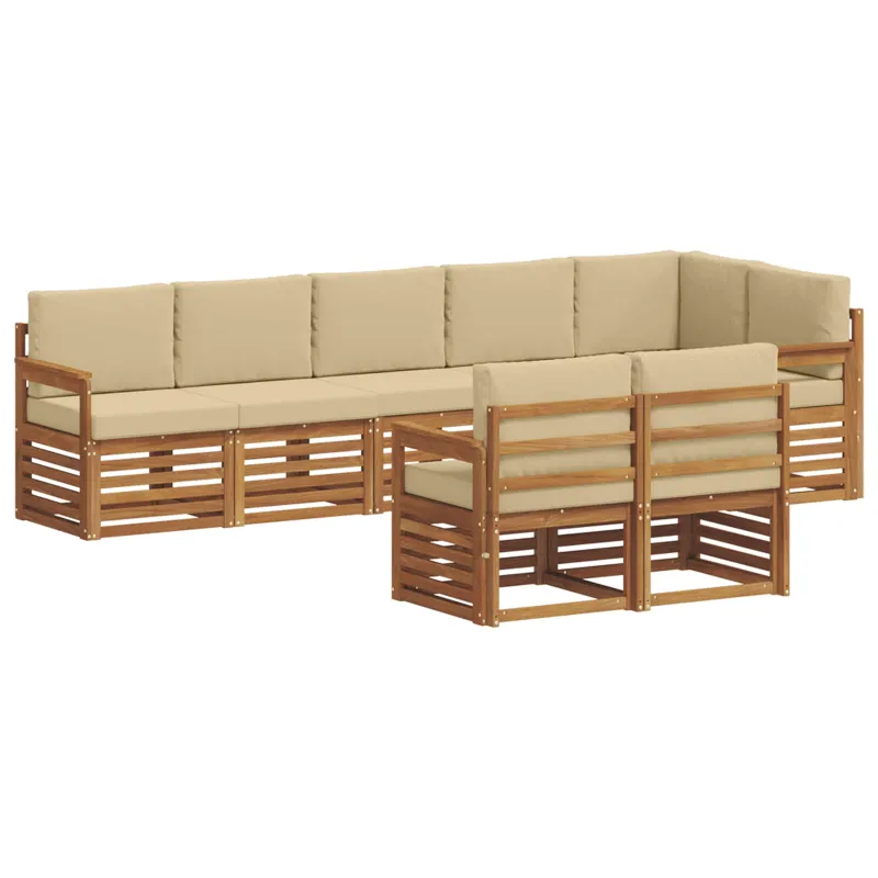 Sofų komplektai su pagalve 8 pcs Natūralus ir bežinis