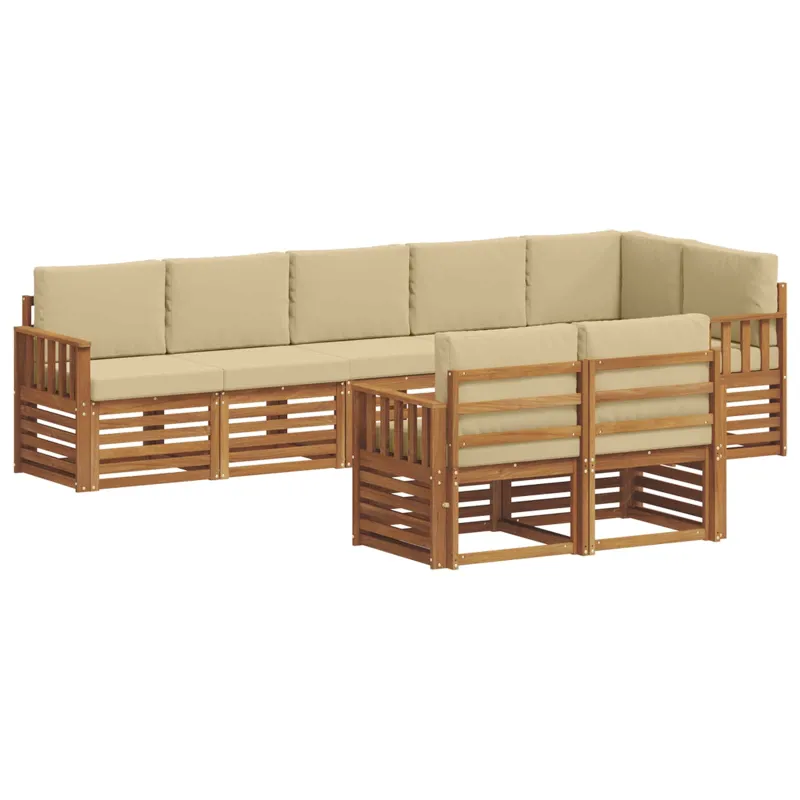 Sofų komplektai su pagalve 8 pcs Natūralus ir bežinis