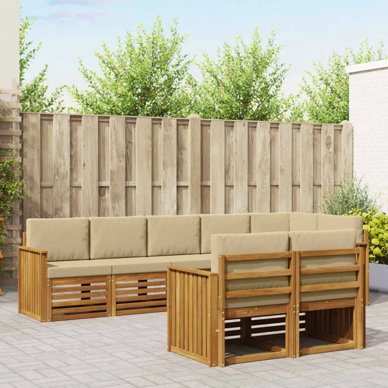 Sofų komplektai su pagalve 8 pcs Natūralus ir bežinis