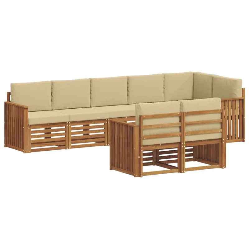 Sofų komplektai su pagalve 8 pcs Natūralus ir bežinis