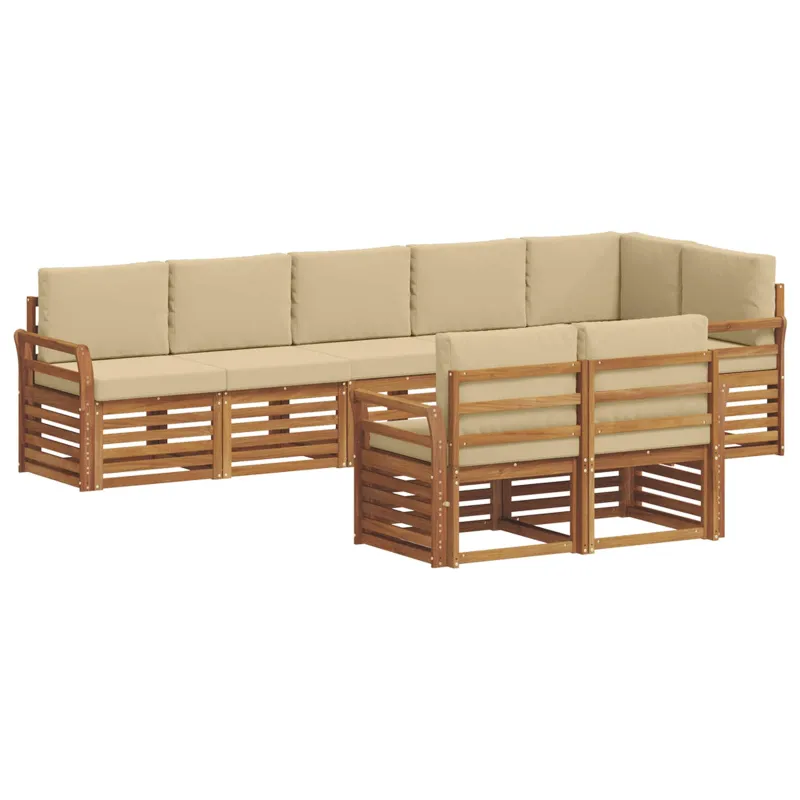 Sofų komplektai su pagalve 8 pcs Natūralus ir bežinis