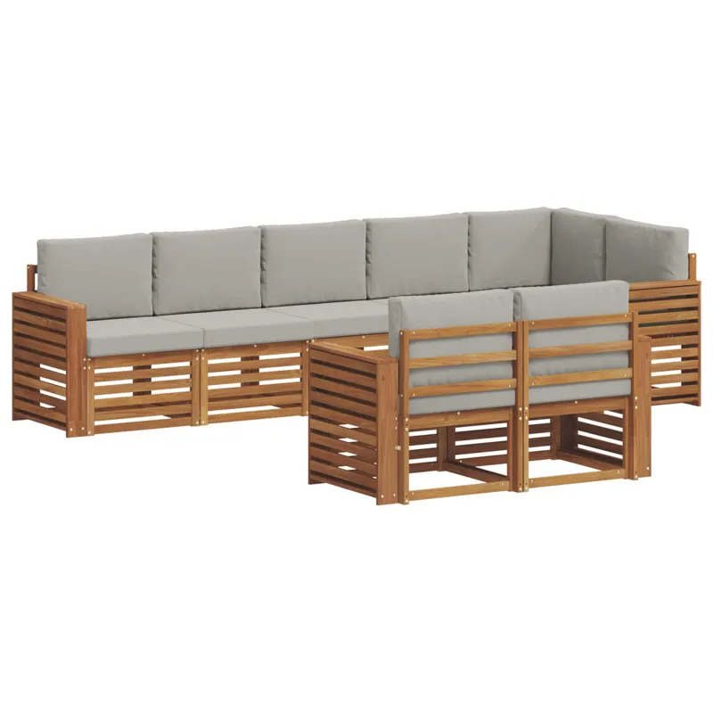 Sofų komplektai su pagalve 8 pcs Natūrali ir šviesiai pilka